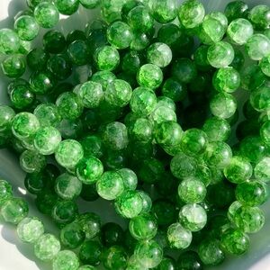 Marbled Green Glass Beaded Bracelets NWOT